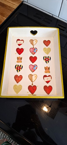 Wooden serving tray decoupaged - wooden,